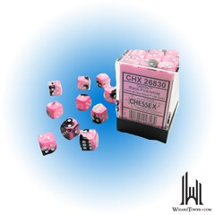 Gemini - 12mm d6 Dice Block - Black-Pink / White